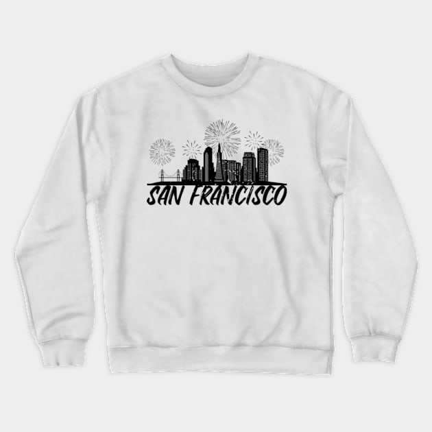 San Francisco Skyline, San Francisco New Year Crewneck Sweatshirt by A-Buddies